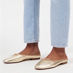 Madewell Metallic Gold Leather Ballet Mule Flats